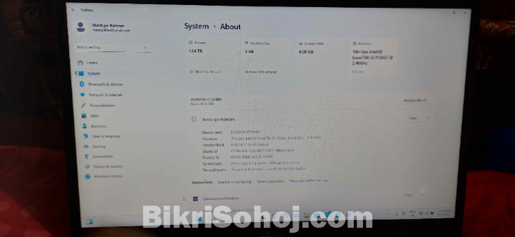 Acer Aspire3, i5 11gen, 8gb ram, 1tb hdd+256ssd